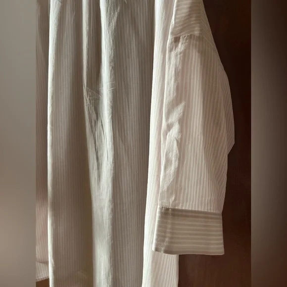 Weekend Max Mara Shirt Button Down Striped White and Light Pink Size 10 - Picture 6 of 15